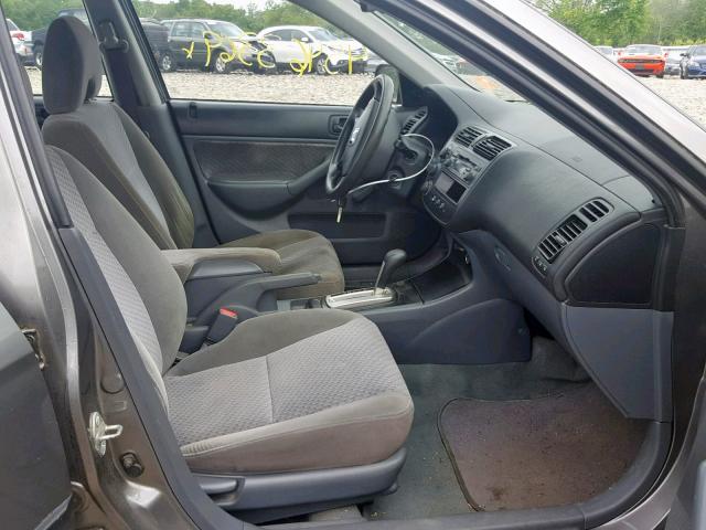 2HGES16385H594316 - 2005 HONDA CIVIC DX V GRAY photo 5