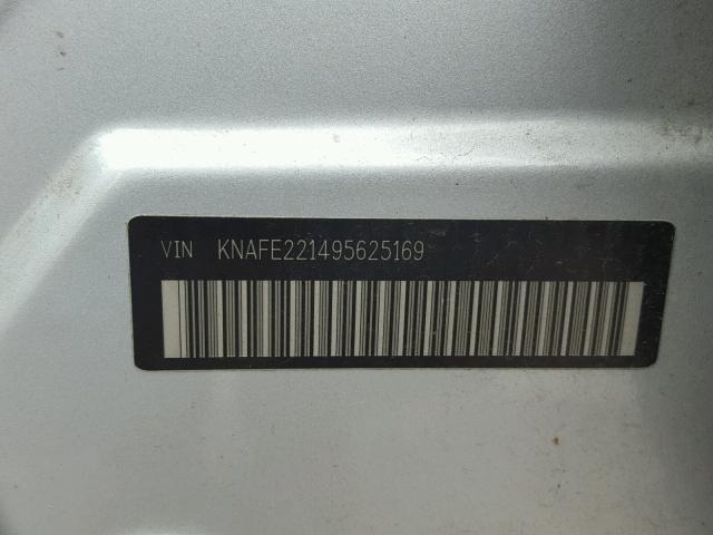 KNAFE221495625169 - 2009 KIA SPECTRA EX SILVER photo 10