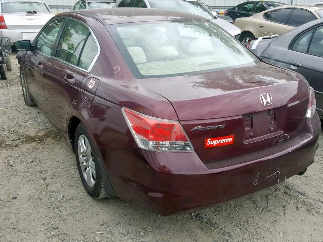 1HGCP26458A010514 - 2008 HONDA ACCORD LXP BURGUNDY photo 3