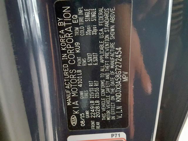 KNDJX3A58G7272454 - 2016 KIA SOUL ! BLUE photo 10