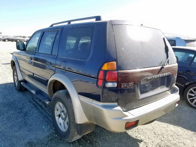 JA4MT31R22P004739 - 2002 MITSUBISHI MONTERO SP BLUE photo 3