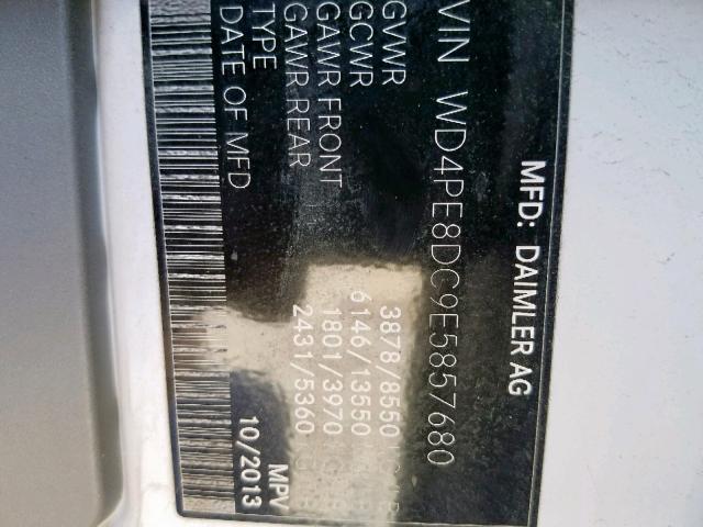 WD4PE8DC9E5857680 - 2014 MERCEDES-BENZ SPRINTER 2 WHITE photo 10