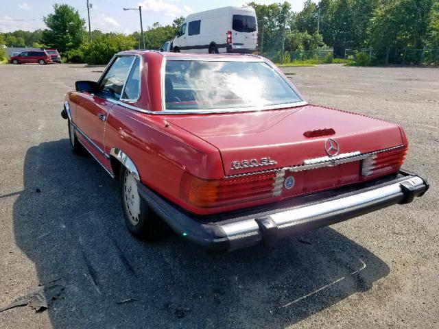 WDBBA48D2JA082277 - 1988 MERCEDES-BENZ 560 SL RED photo 3