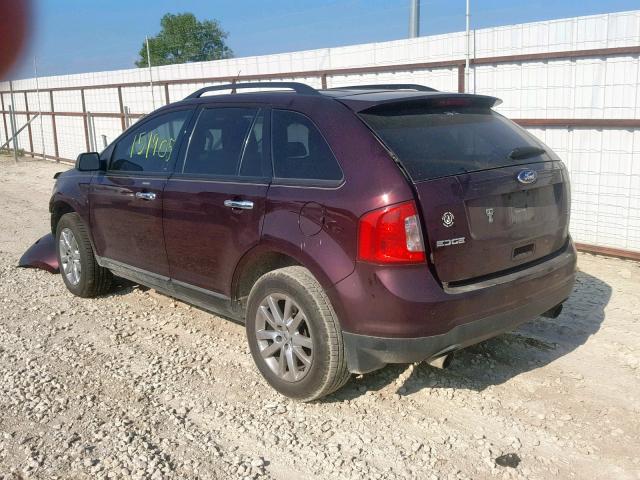 2FMDK3JC1BBB14396 - 2011 FORD EDGE SEL BURGUNDY photo 3