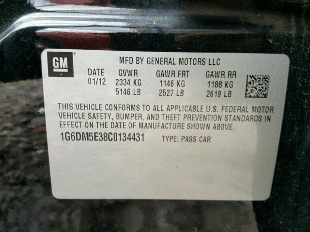 1G6DM5E38C0134431 - 2012 CADILLAC CTS PERFOR BLACK photo 10