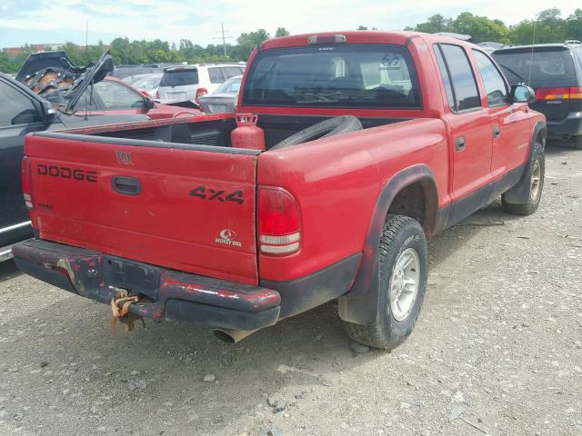 1B7HG2AN31S237057 - 2001 DODGE DAKOTA QUA RED photo 4