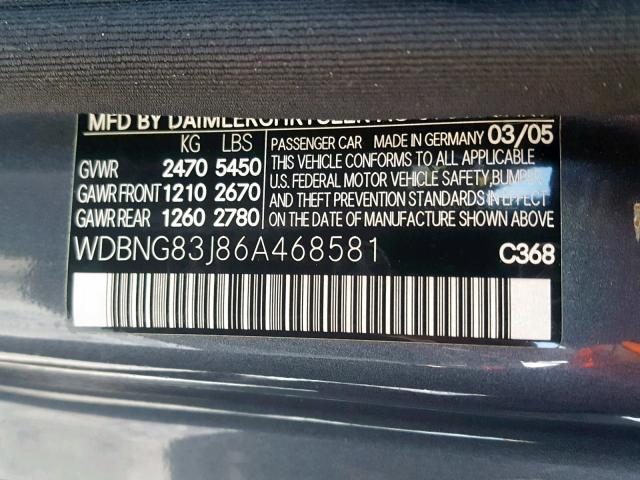 WDBNG83J86A468581 - 2006 MERCEDES-BENZ S 430 4MAT GRAY photo 10