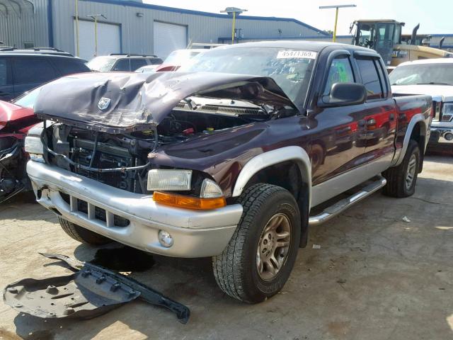 1D7HG48N64S739900 - 2004 DODGE DAKOTA QUA MAROON photo 2