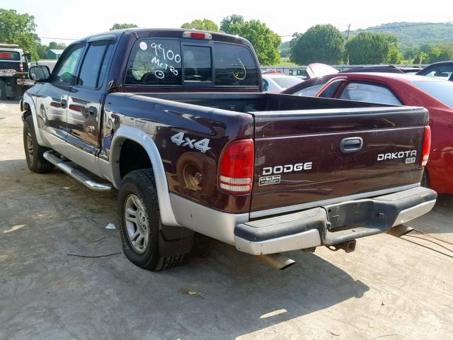 1D7HG48N64S739900 - 2004 DODGE DAKOTA QUA MAROON photo 3