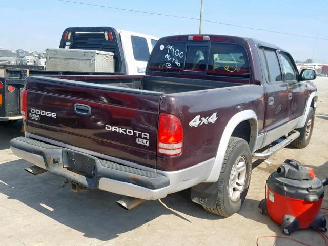 1D7HG48N64S739900 - 2004 DODGE DAKOTA QUA MAROON photo 4