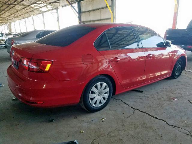 3VW2K7AJ8FM262774 - 2015 VOLKSWAGEN JETTA BASE RED photo 4