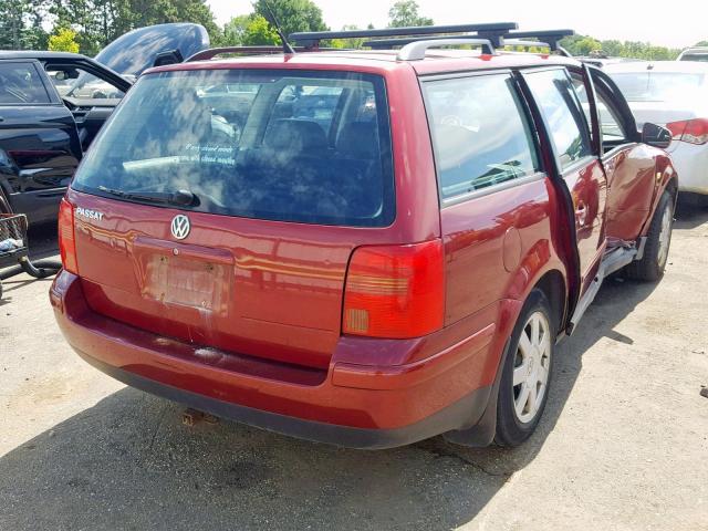 WVWNA63B3XE465646 - 1999 VOLKSWAGEN PASSAT GLS RED photo 4