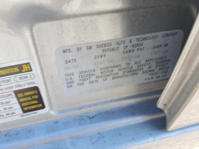 KL1TD66676B554804 - 2006 CHEVROLET AVEO BASE Gümüş foto 10