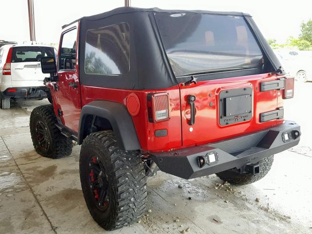 1J4FA24177L202021 - 2007 JEEP WRANGLER X RED photo 3