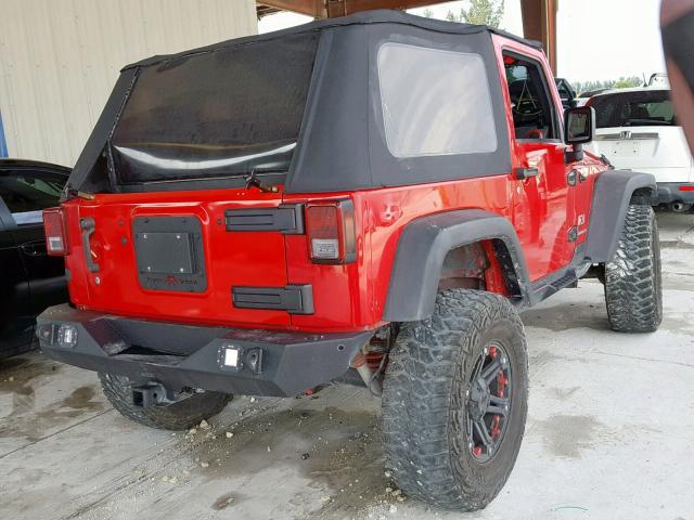 1J4FA24177L202021 - 2007 JEEP WRANGLER X RED photo 4