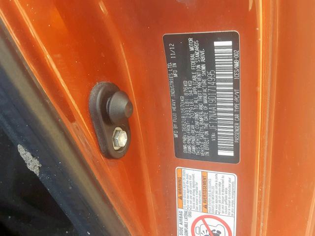 JF1ZNAA19D1714995 - 2013 TOYOTA SCION FR-S ORANGE photo 10