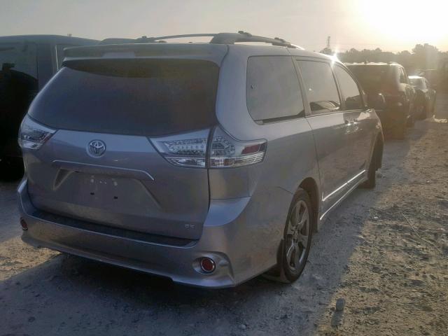 5TDXZ3DC0HS900223 - 2017 TOYOTA SIENNA SE SILVER photo 4