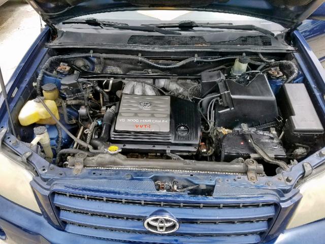 JTEGF21A830095486 - 2003 TOYOTA HIGHLANDER BLUE photo 7