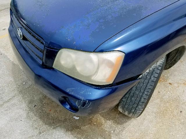 JTEGF21A830095486 - 2003 TOYOTA HIGHLANDER BLUE photo 9