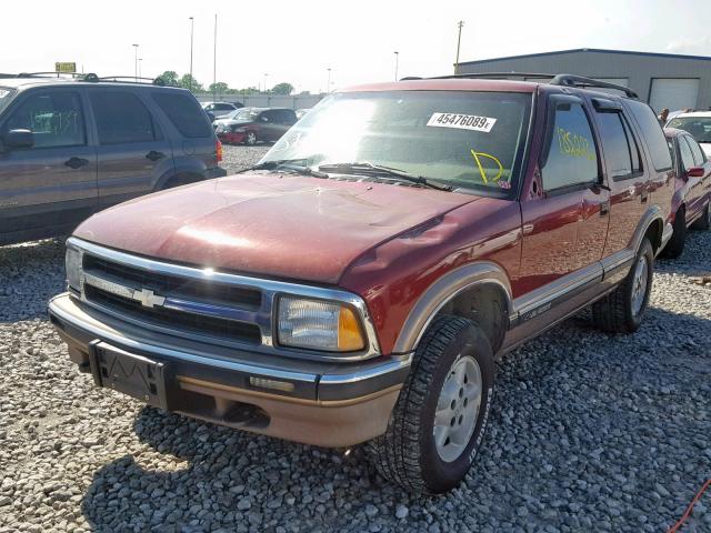 1GNDT13W8T2180178 - 1996 CHEVROLET BLAZER RED photo 2