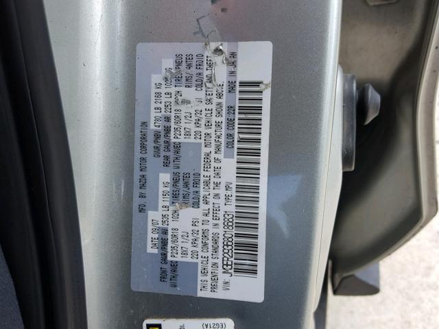 JM3ER293680186831 - 2008 MAZDA CX-7 SILVER photo 10