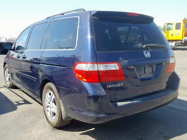 5FNRL38747B000452 - 2007 HONDA ODYSSEY EX BLUE photo 3