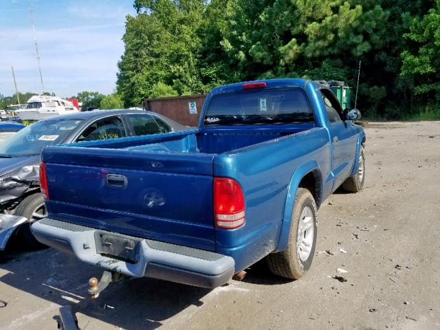 1D7FL16X43S200387 - 2003 DODGE DAKOTA SXT BLUE photo 4