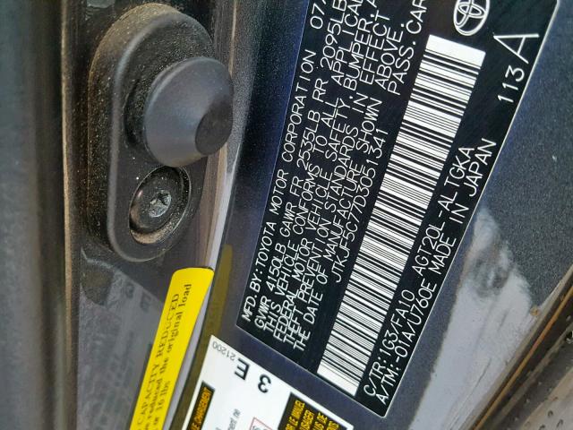 JTKJF5C77D3051341 - 2013 TOYOTA SCION TC ვერცხლისფერი ფოტო 10