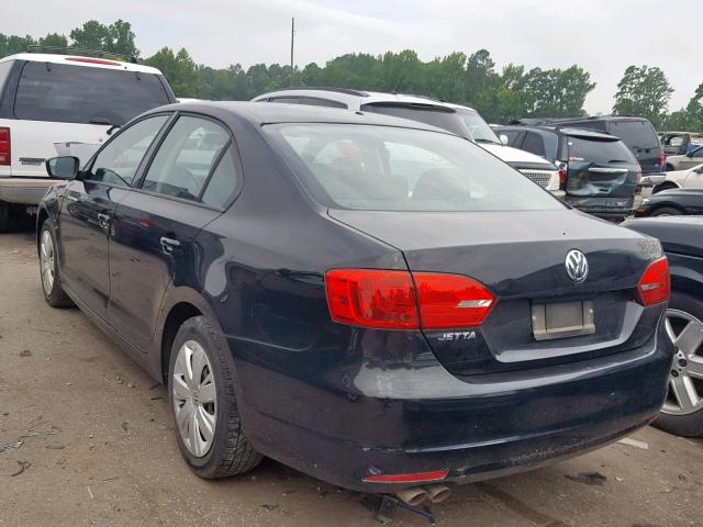 3VW2K7AJ4CM347266 - 2012 VOLKSWAGEN JETTA BASE BLACK photo 3