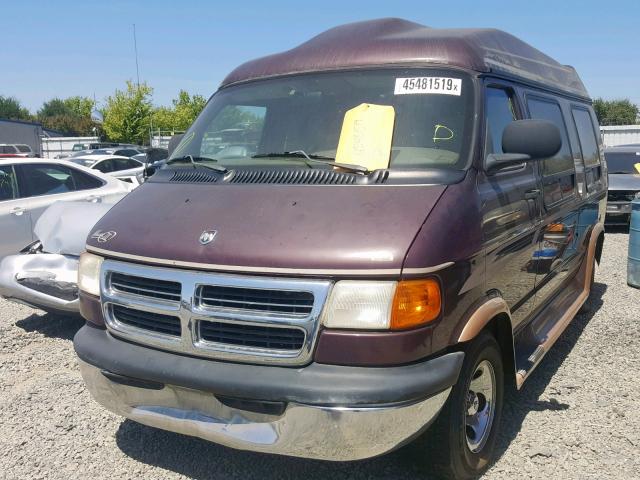 2B6HB11Z1YK129055 - 2000 DODGE RAM VAN B1 BURGUNDY photo 2