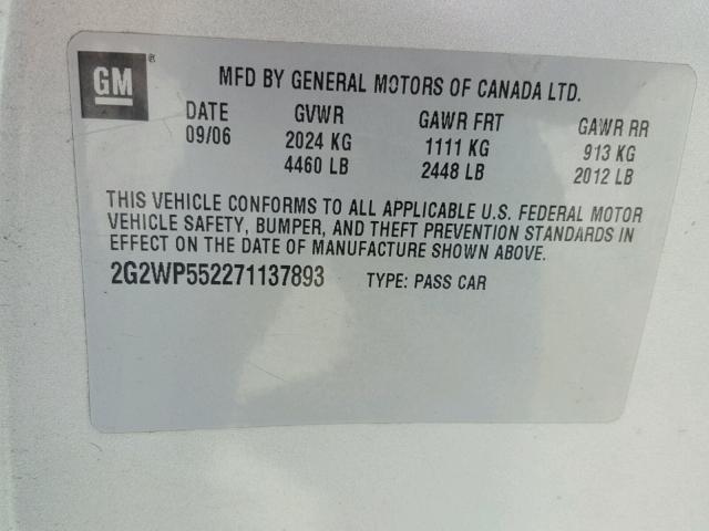 2G2WP552161268666 - 2006 PONTIAC GRAND PRIX SILVER photo 10