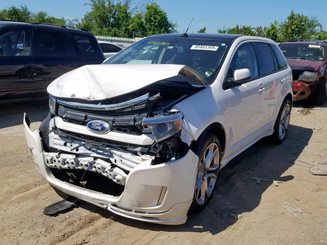 2FMDK4AK6DBA94985 - 2013 FORD EDGE SPORT WHITE photo 2