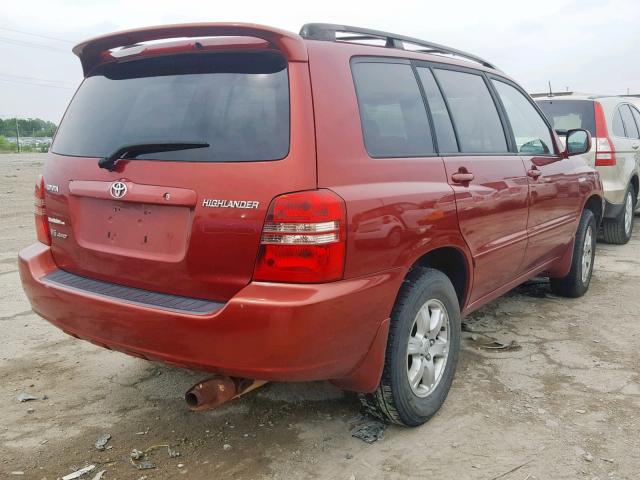 JTEHF21A220050689 - 2002 TOYOTA HIGHLANDER RED photo 4