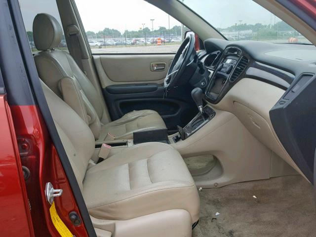 JTEHF21A220050689 - 2002 TOYOTA HIGHLANDER RED photo 5