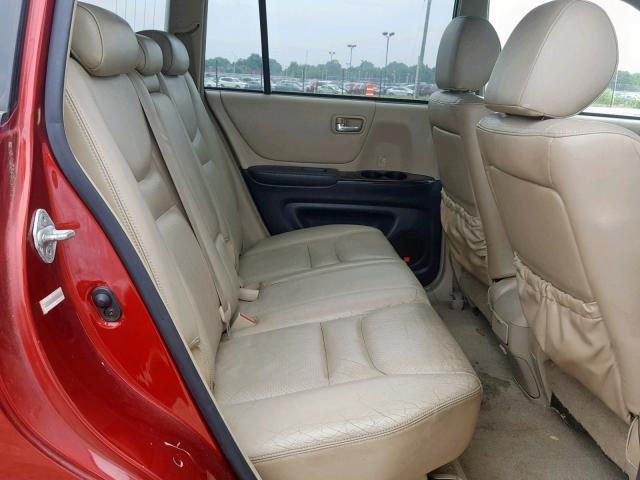 JTEHF21A220050689 - 2002 TOYOTA HIGHLANDER RED photo 6