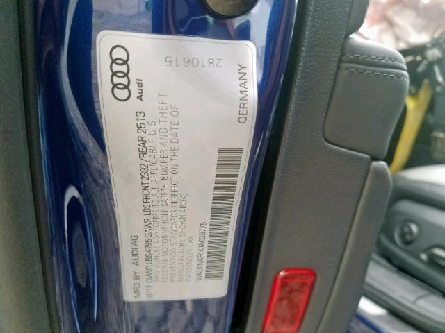 WAUFNAF44JA028775 - 2018 AUDI A4 PRESTIG BLUE photo 10