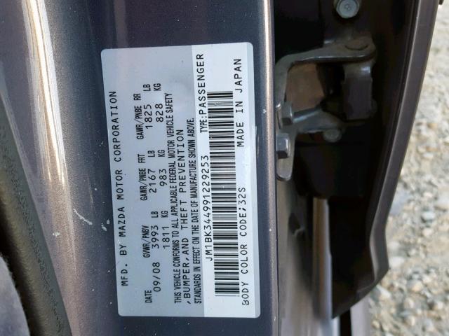 JM1BK344991229253 - 2009 MAZDA 3 S GRAY photo 10