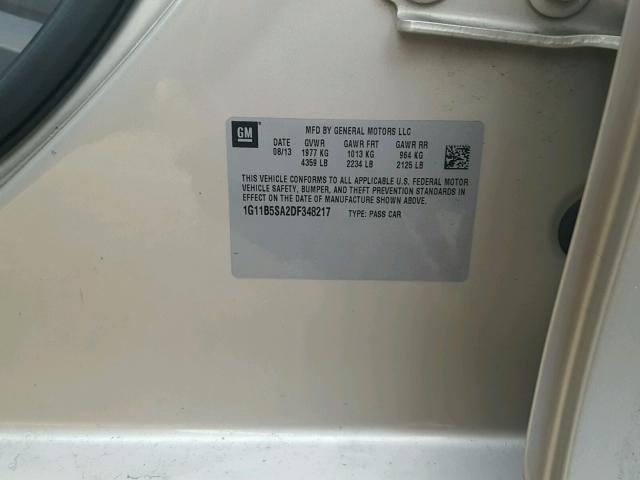 1G11B5SA2DF348217 - 2013 CHEVROLET MALIBU LS 金色 照片 10