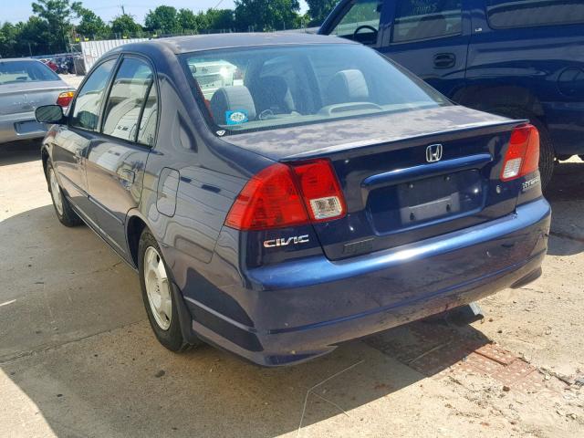 JHMES96655S021114 - 2005 HONDA CIVIC HYBR BLUE photo 3