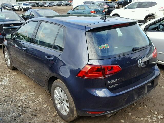 3VW217AU8HM056547 - 2017 VOLKSWAGEN GOLF S BLUE photo 3