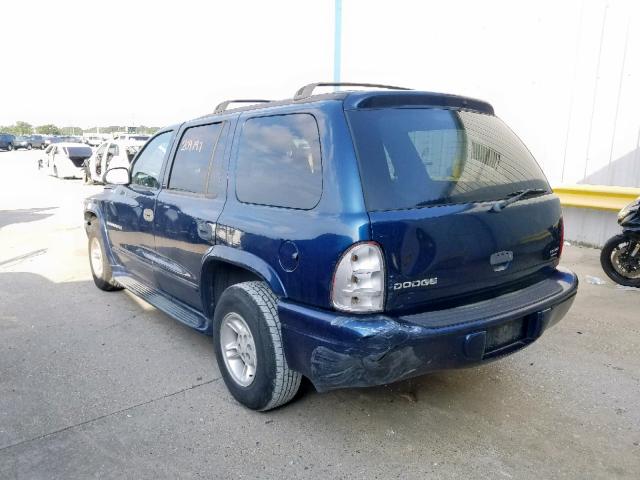 1B4HR28Y2YF190436 - 2000 DODGE DURANGO BLUE photo 3