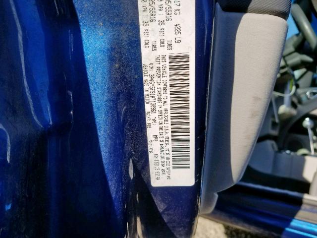 3A4GY5F91AT130961 - 2010 CHRYSLER PT CRUISER BLUE photo 10