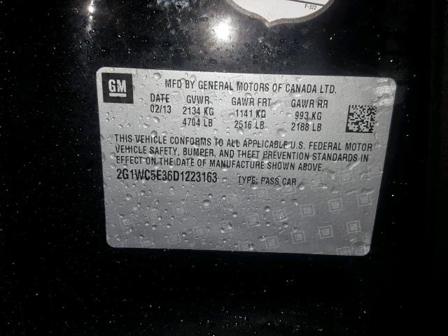 2G1WC5E36D1223163 - 2013 CHEVROLET IMPALA LTZ BLACK photo 10