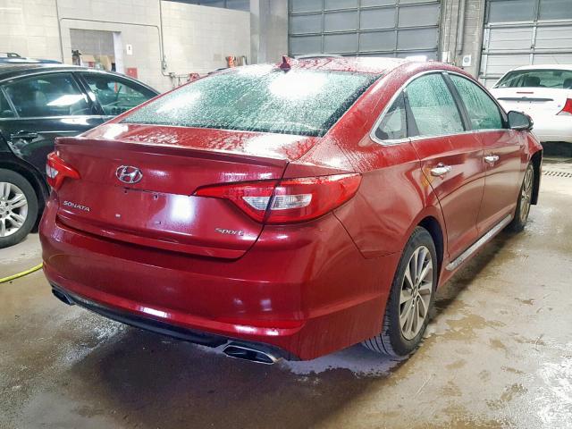 5NPE34AF3FH050684 - 2015 HYUNDAI SONATA SPO RED photo 4