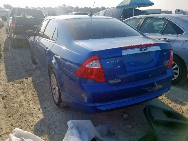 3FAHP0JA6CR283214 - 2012 FORD FUSION SEL BLUE photo 3