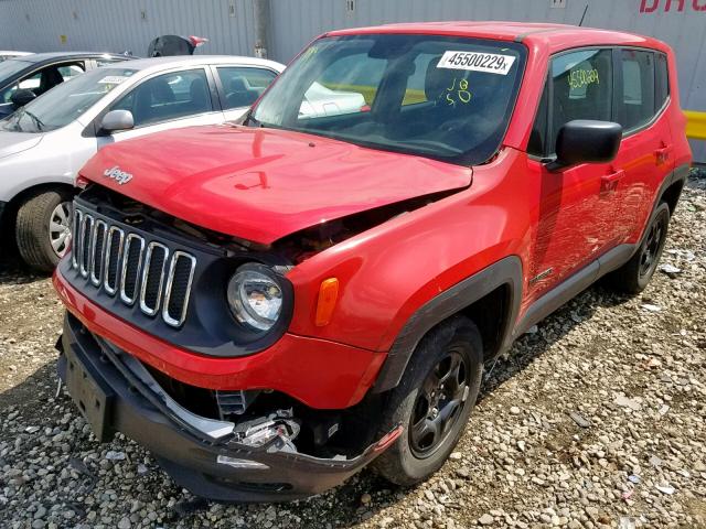 ZACCJBAB5HPG04350 - 2017 JEEP RENEGADE S RED photo 2