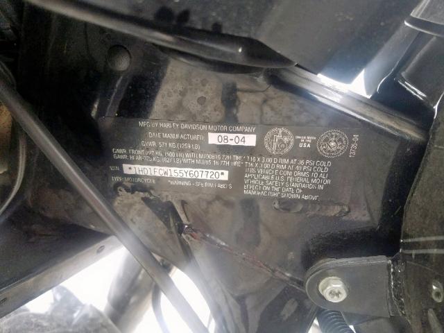 1HD1FCW155Y607720 - 2005 HARLEY-DAVIDSON FLHTCUI BLACK photo 10