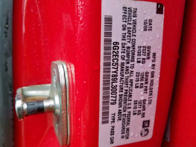 6G2EC57Y89L300779 - 2009 PONTIAC G8 GT RED photo 10