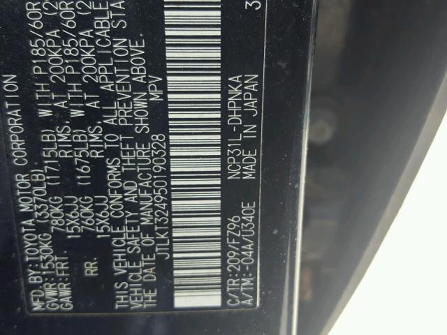 JTLKT324950190328 - 2005 TOYOTA SCION XB Қара фото 10