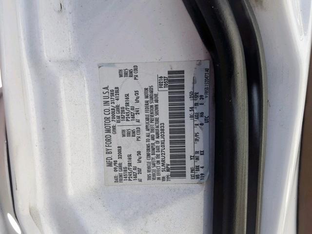 5LMRU27L0XLJ03833 - 1999 LINCOLN NAVIGATOR WHITE photo 10